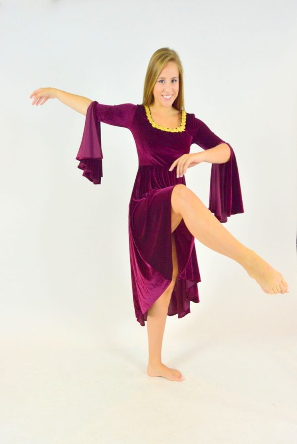 Burgundy Velvet Renaissance Long Dress - Image 2