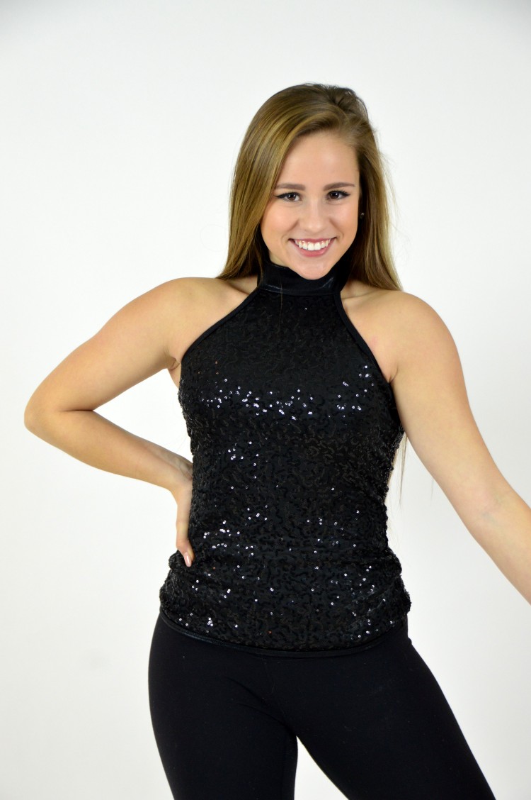 black sequin halter top