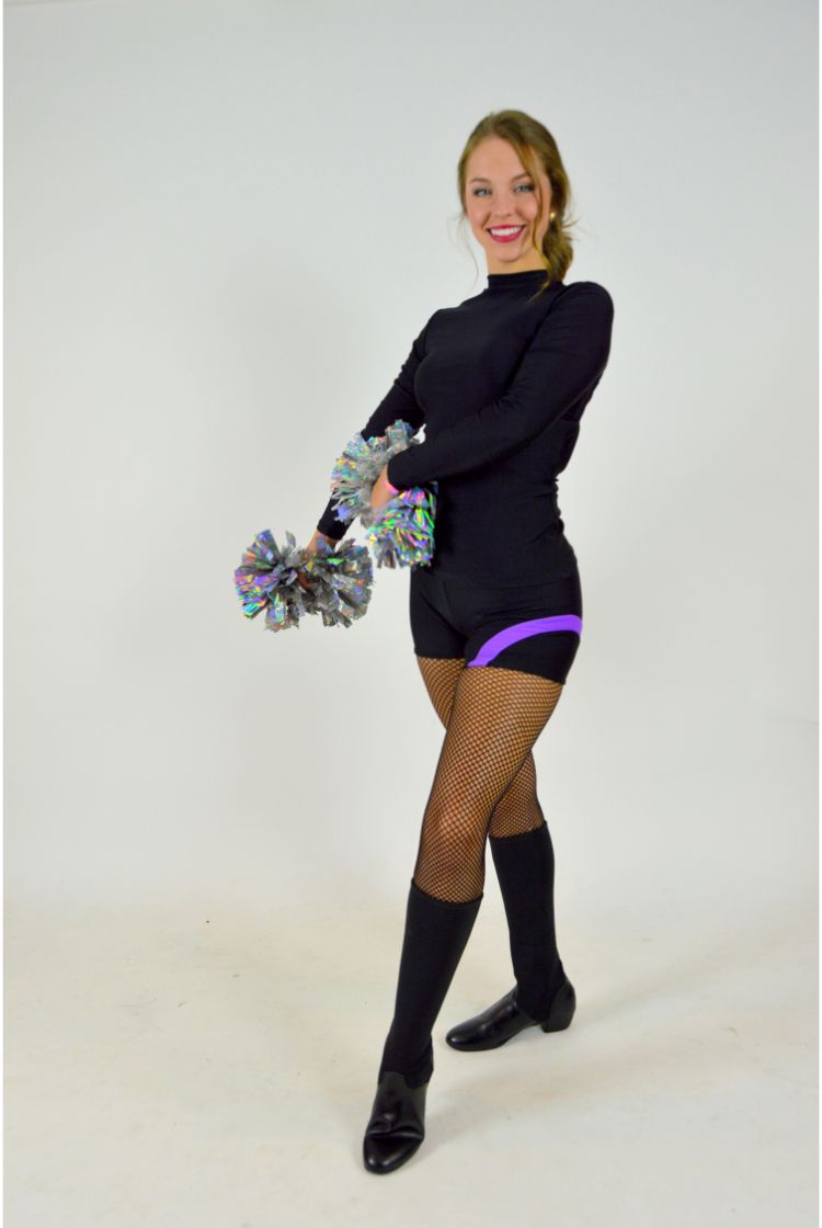 BLACK 2 PIECE OUTFIT WITH BLUE AND PURPLE ACCENT - The Costume Closet