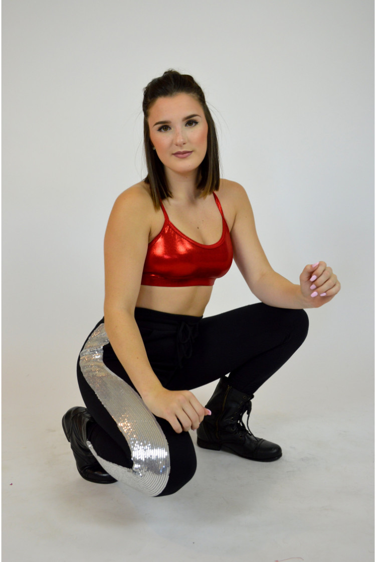 HIP HOP PANTS WITH RED SPORTS BRA - The Costume Closet