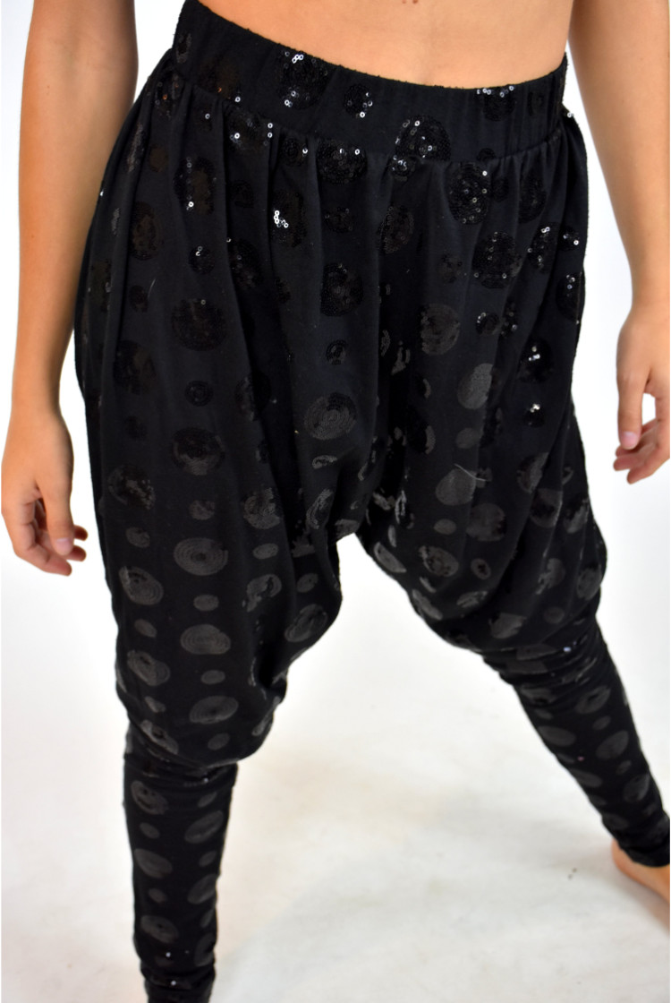 BLACK SEQUIN HAMMER PANTS - The Costume Closet