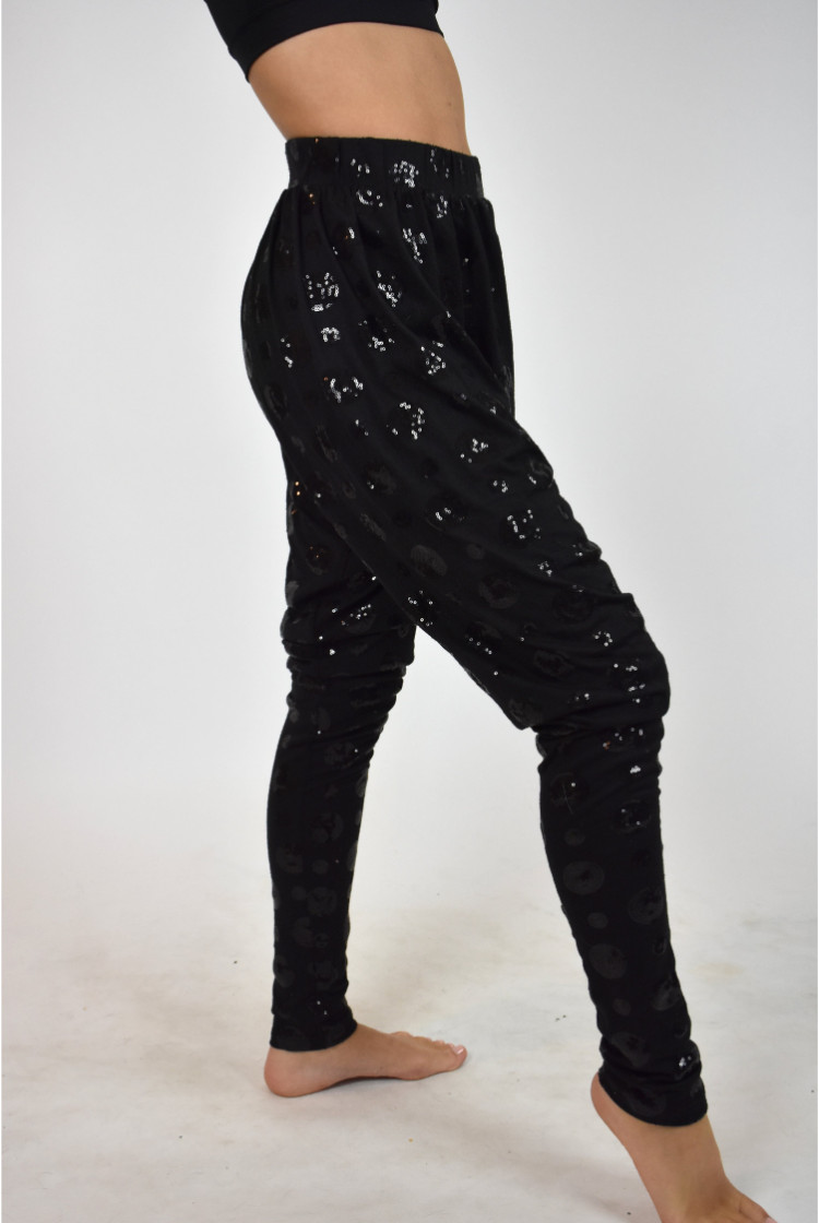 BLACK SEQUIN HAMMER PANTS - The Costume Closet