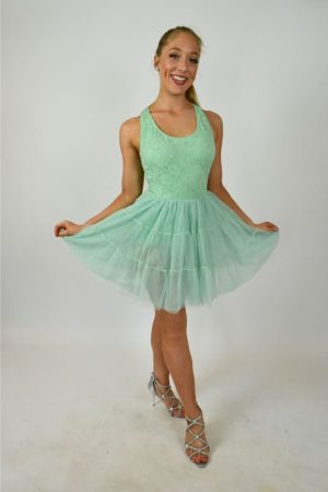 Green Lace and Tull Petticoat Dress with Rhinestones