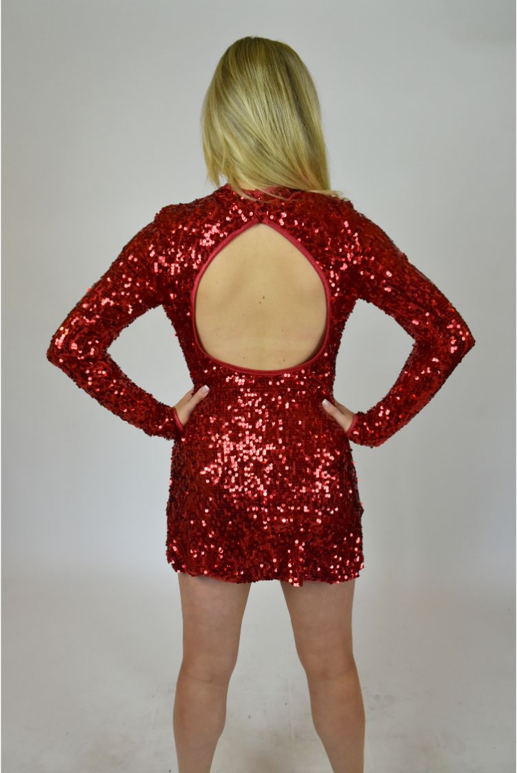 RED SEQUIN LONG DRESS | The Costume Closet