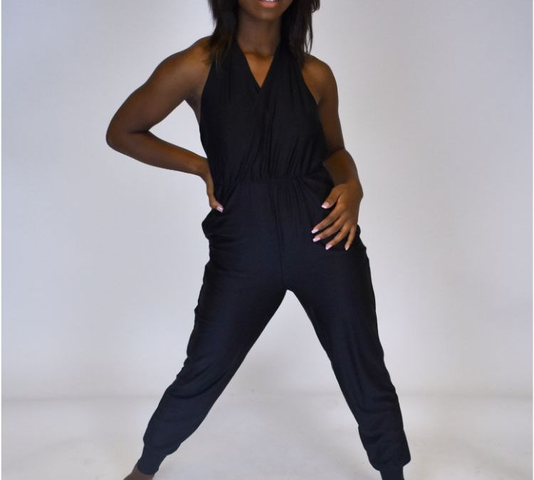 BLACK HALTER JUMPSUIT