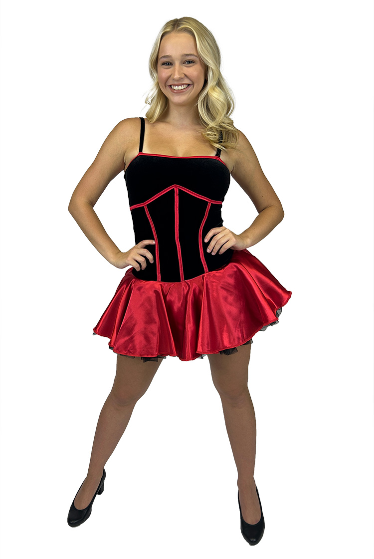 BLACK AND RED CORSET DRESS - SOLD AS A SET OF 6 - The Costume Closet