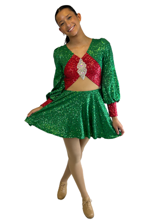 green sequin holiday dress