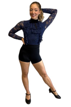 NAVY AND BLACK LACE BIKETARD