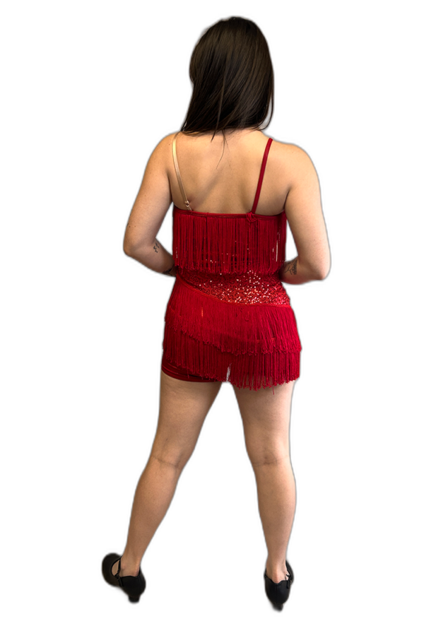 RED SEQUIN FRINGE DRESS - Image 2