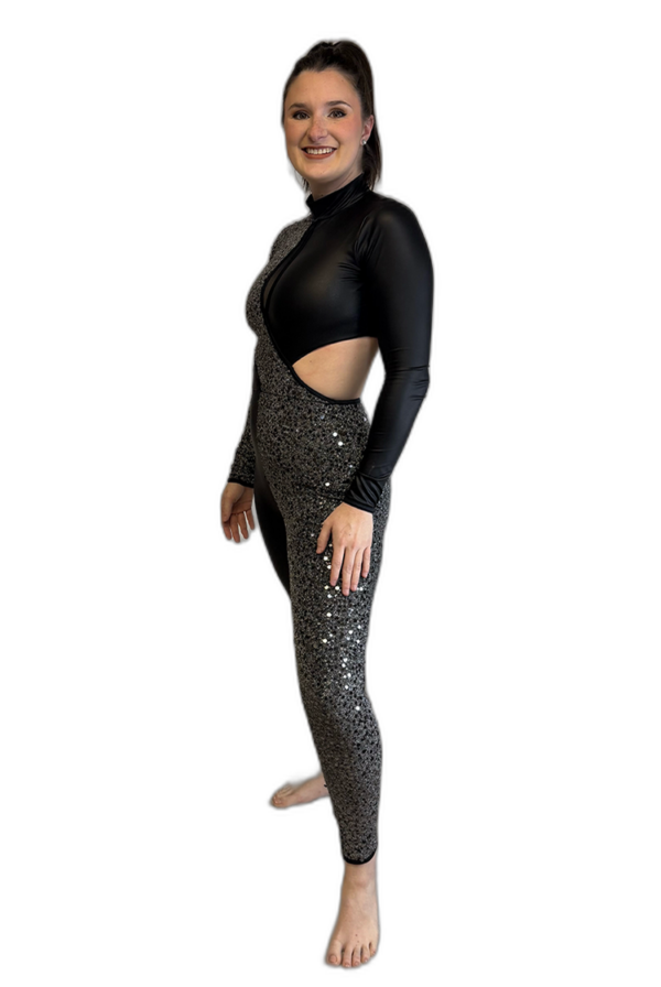 BLACK AND GREY SEQUIN UNITARD - Image 3