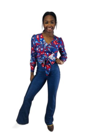 American Stars Tie Top with Denim Dance Pants
