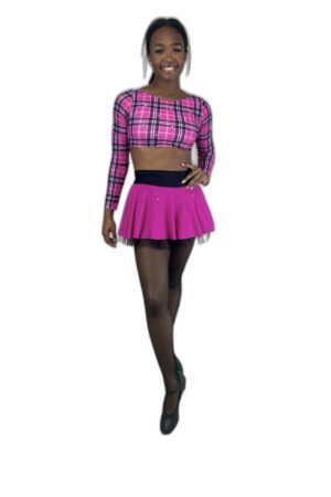Pink and Black Plaid Skirt Set