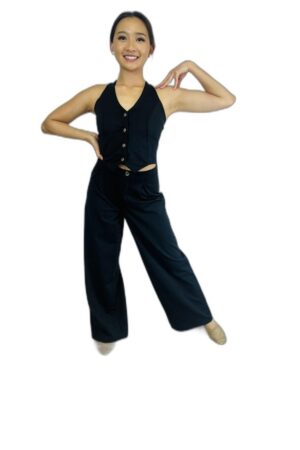 black dance pants with vest