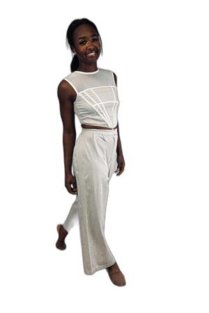 Beige Corset Crop Top and Pants