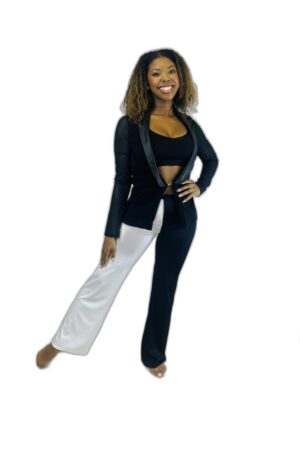 black and white pant set