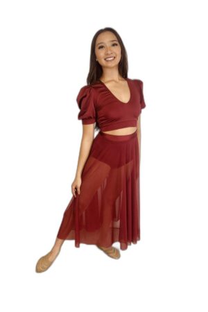 burgundy long lyrical 3-piece set