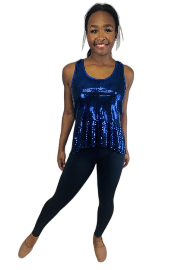 Blue Sequin Hi-Low Top
