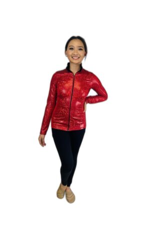 Red Metallic Zip Jacket