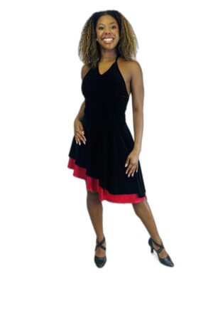 Black and Red Velvet Latin Skirt Set