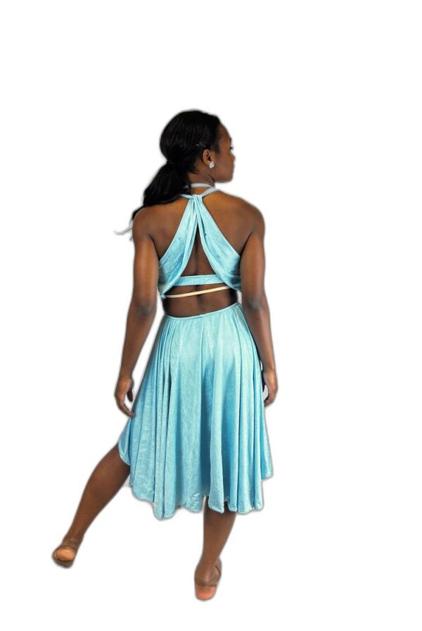 Sky Blue Rhinestone Halter Lyrical Dress - Image 2