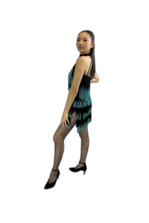 green fringe dress