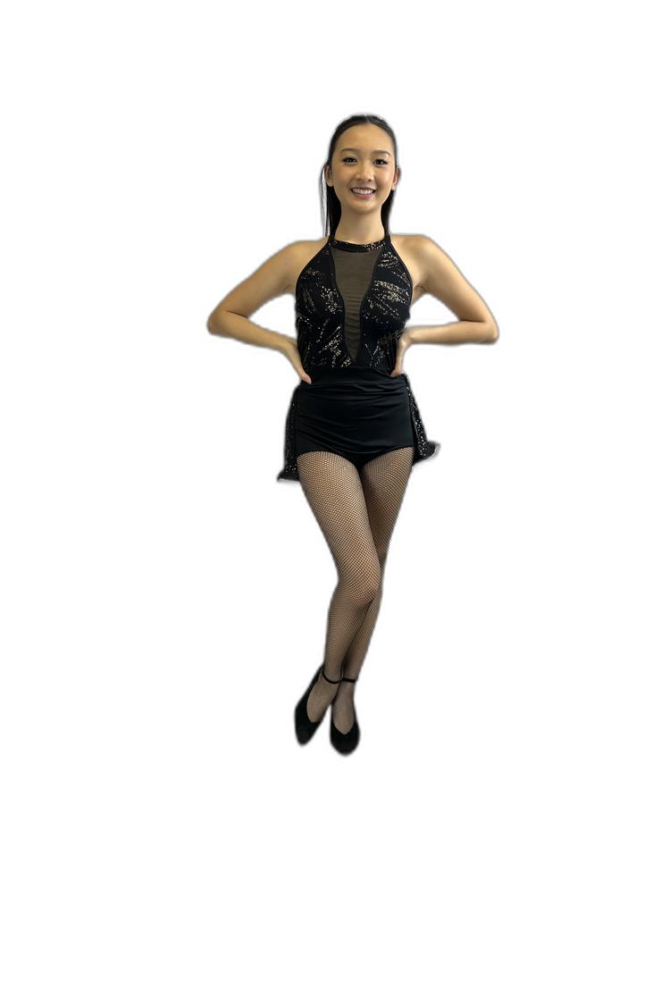 black sequin skirted leotard