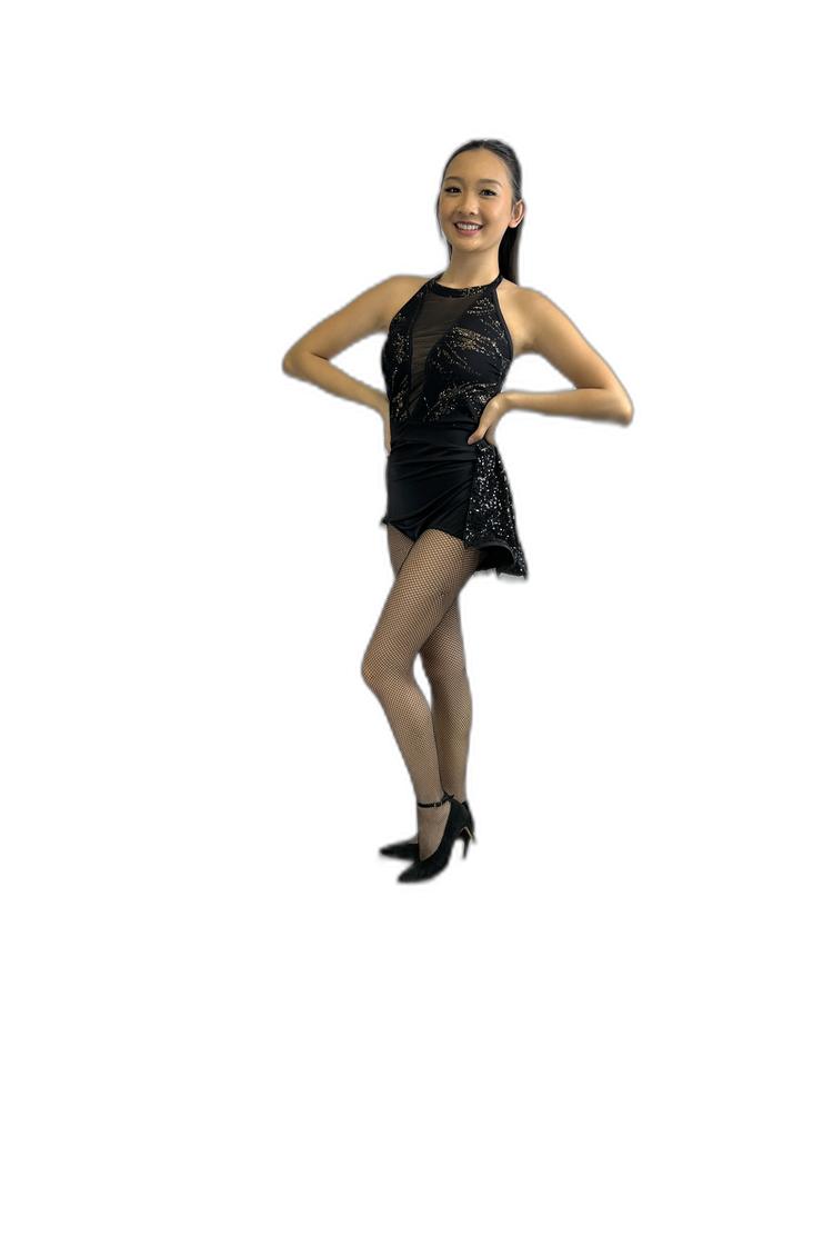black sequin skirted leotard